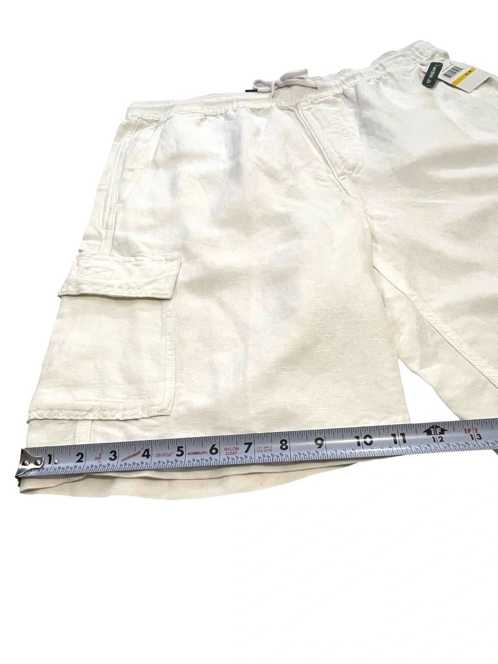 Cubavera Men's Linen Blend Pull-On Cargo Shorts, 10”‎ Inseam, White, Sz Medium